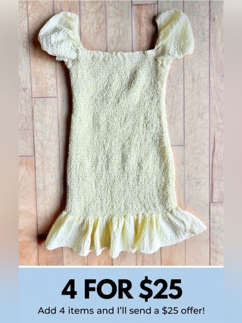 Zara Yellow Smocked Puff Sleeve Mini Dress – Size Medium
